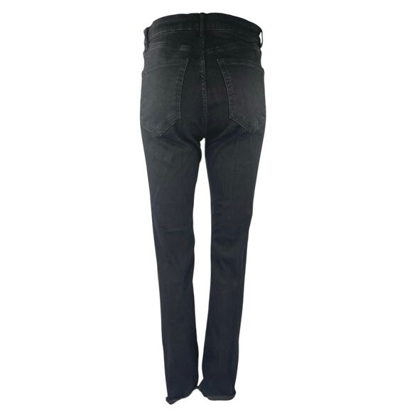 Zara Women's Black Slit Hem High Waisted Casual Slim Straight Denim Jeans Size 8 - Picture 3 of 5